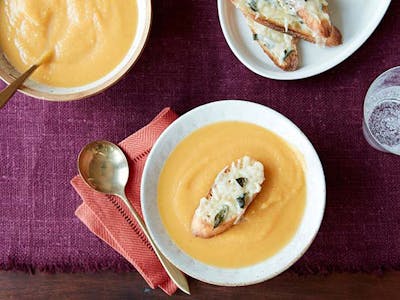 Butternut Squash Soup with Fontina Cheese Crostini