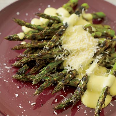 Grilled Asparagus with Pepper Zabaglione