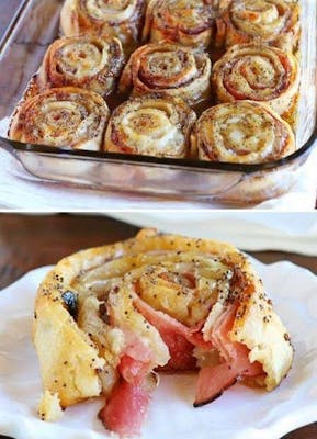 Ham and Cheese Party Rolls