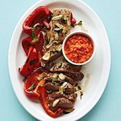 Roasted Pork Tenderloin with Red Pepper Pesto