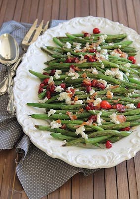 Green Beans with Cranberries, Bacon and Goat Cheese