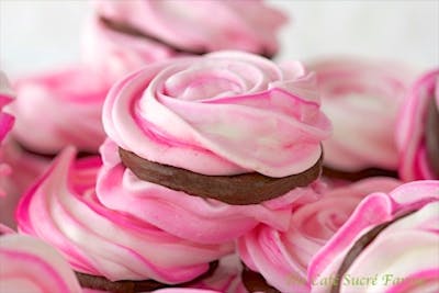 French Meringues with Strawberry Ganache Filling