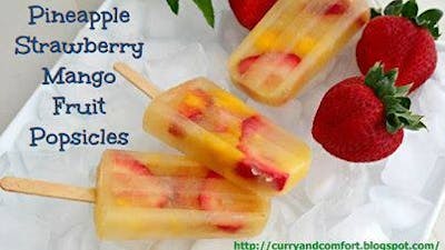 Pineapple Strawberry Mango Fruit Popsiclesd