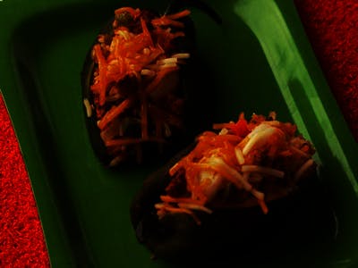 Poblano Stuffed with Chorizo, Shrimp and Rice