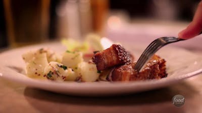 Roasted Pork Belly with Warm Potatoes and A Celery Radish Salad